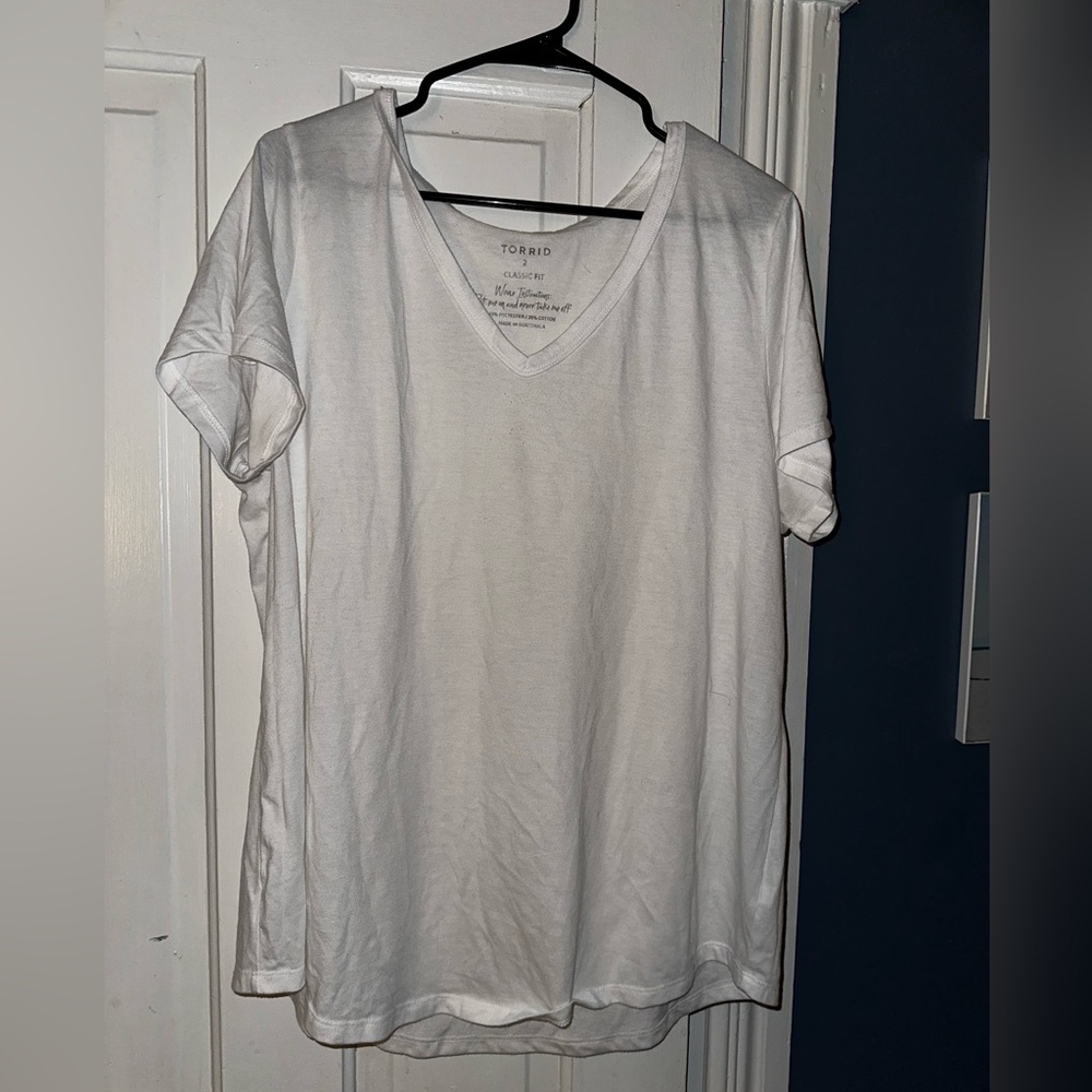 Torrid Classic Fit White V-Neck Tee